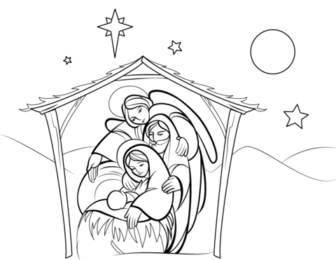 Christmas Manger Scene Coloring Page